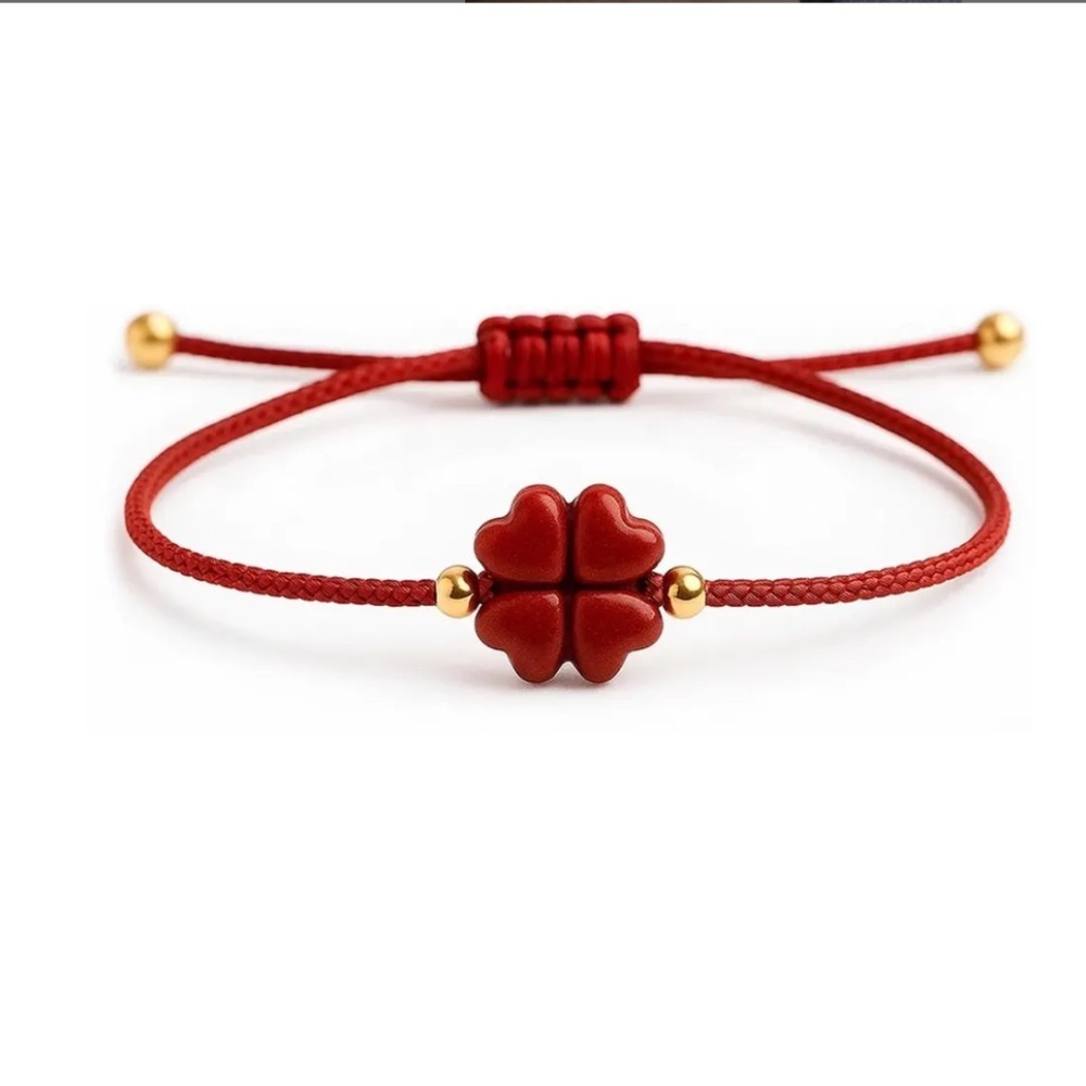 Red Clover Bead Friendship Bracelet - Unique Jewelry